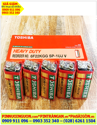 COMBO mua 01hộp=10viên Pin vuông 9v Toshiba 6F22KG (Pin 6F22) Heavy Duty chính hãng  _Giá chỉ 126.000đ/ 1HỘP 10viên